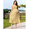 Women Smocked Maternity Boho Dress Summer Casual Spaghetti Strap Ruffle Sleeveless Flowy Maxi Dress Baby Shower Photoshoot Yellow Large - 2 of 4