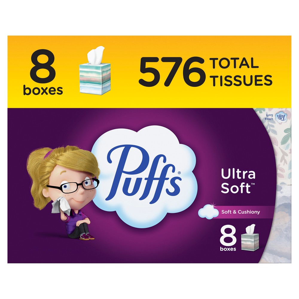 Puffs Ultra Soft Facial Tissue - 8pk/576ct: Square