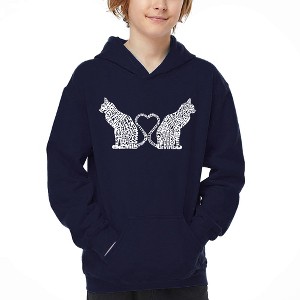 LA Pop Art Cat Tail Hearts - Boy's Word Art Hooded Sweatshirt - 1 of 4