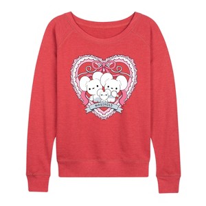 Women's - Pokémon - Maushold 3 Coquette Lightweight French Terry Wide Neck Long Sleeve Graphic Shirt - 1 of 3