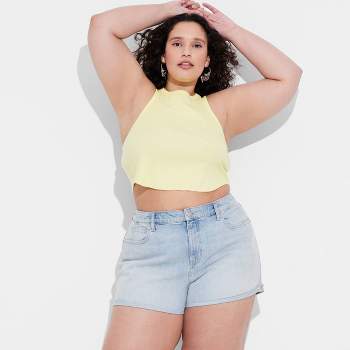 Women's High-Rise Curvy Rolled Cuff Jean Shorts - Wild Fable™