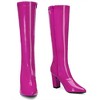 Perphy Women's Patent Leather Chunky Heels Knee High Riding Boots - 3 of 4