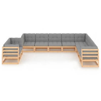 vidaXL Patio Lounge Set Outdoor Sofas with Cushions Solid Pinewood