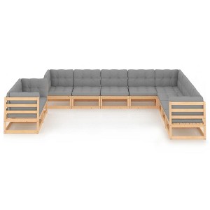 vidaXL Patio Lounge Set Outdoor Sofas with Cushions Solid Pinewood - 1 of 4