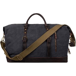 Canvas Duffle Bag for Travel, 60L Large Capacity Weekender Carry On with Removable Strap, Vintage Look for Men and Women - 1 of 4