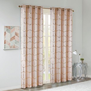 Total Blackout Metallic Print Grommet Top Curtain Panel(Only 1 Pc Panel) - 1 of 4