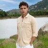 Campus Sutra Men Men's Pale Yellow Heathered Utility Shirt - 3 of 4
