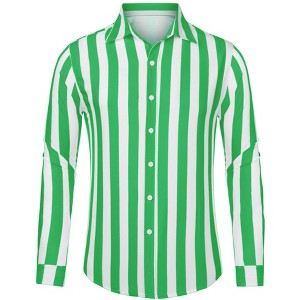 Lars Amadeus Men's Casual Striped Long Sleeves Button Down Shirts - 1 of 4