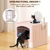 LunaLulinlk pink Extra-large foldable cat litter box with litter scoop, - 3 of 4