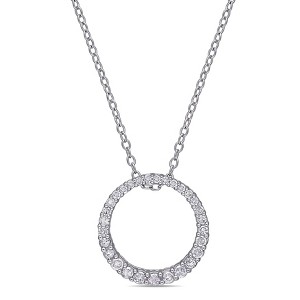 EVERLY JEWELRY | Sterling Silver 1/3 CT TW Diamond Circle Pendant with Chain, 18 inc - 1 of 4