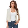 Women's 3/4 Sleeve Cropped Cardigan Sweaters Open Front Hollow Out Knit Bolero Shrugs - 2 of 4