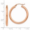 Black Bow Jewelry 3mm, 14k Rose Gold Polished Round Hoop Earrings, 30mm (1 1/8 Inch) - 3 of 4