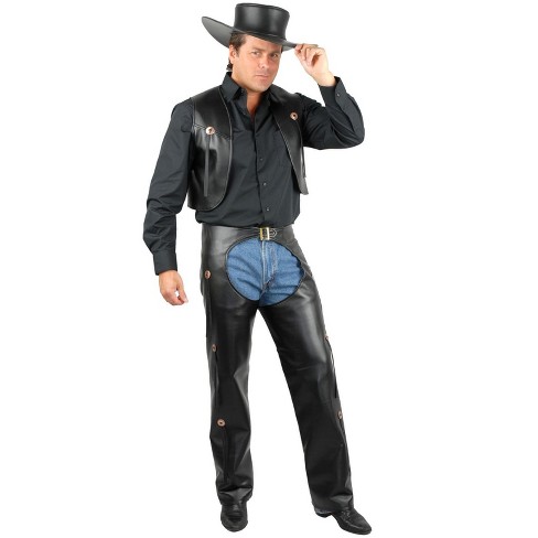 Charades Men's Chaps & Vest-leather Costume (size L) : Target