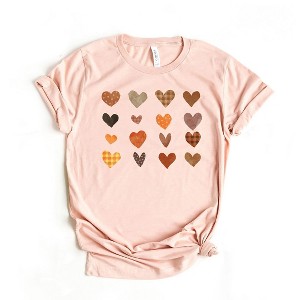 Simply Sage Market Women's Fall Plaid Hearts Short Sleeve Graphic Tee - 1 of 2