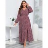 Long Sleeves Wrap Maxi Dress for Women High Waist Side Split Casual Dresses - 4 of 4
