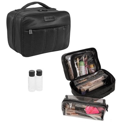 Max Studio Tubular Quilted Nylon Large Square Toiletry Bag