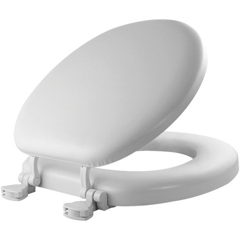 Mainstays Elongated White Wood Toilet Seat, Easy Clean