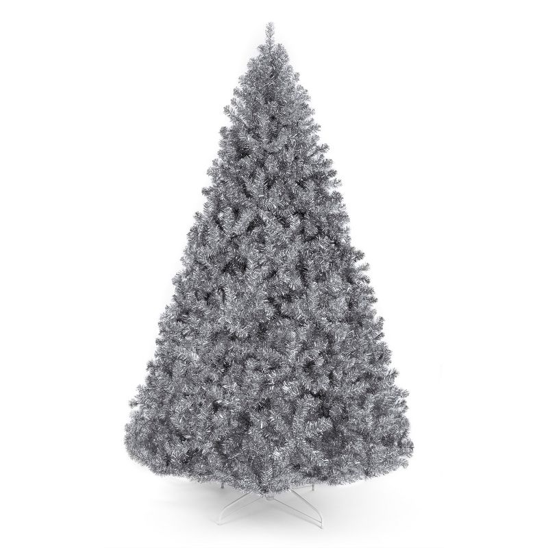 Best Choice Products 6ft Artificial Silver Tinsel Christmas Tree Holiday Decoration w/ 1,477 Branch Tips, Stand, 1 of 10