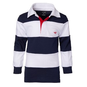 Sportoli Boys Cotton Striped Long Sleeve Polo Rugby Shirt - 1 of 3