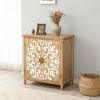 Gulches Rustic Wooden Accent Cabinet - Brown Floral Carved 2-Door Storage for Living Room/Entryway/Dining Room - 3 of 4