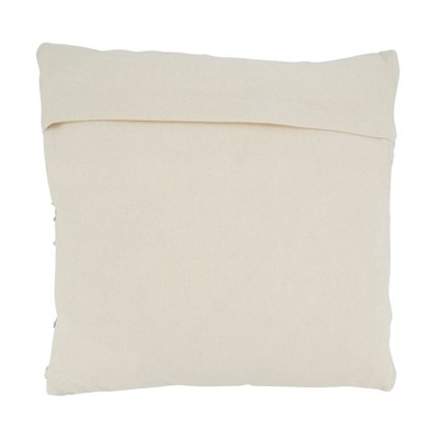 Natural Cotton Euro Chindi Pillow Cover with Blue Accents