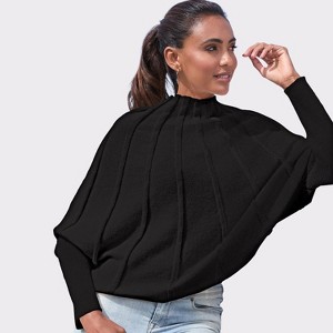 Women's Mock Neck Ribbed Sweater - LASCANA - 1 of 4