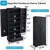 SinCiDo 72" Farmhouse Storage Cabinet, Kitchen Storage Upright Cabinet, w/ 2 Barn Doors & Adjustable Shelves, a Drawers,Multi Functional Large Cabinet - 2 of 4
