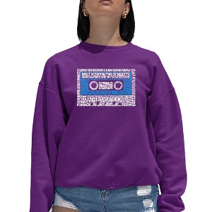 LA Pop Art Women's Word Art Crewneck Sweatshirt - 80s One Hit Wonders - 1 of 4