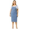 Agnes Orinda Women's Plus Size Denim Back Vent Raw Hem Bodycon Dresses - 3 of 4