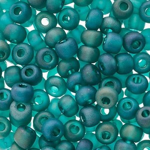 John Bead Czech Glass Seed Beads 2/0 (24g) Emerald AB Matte - 1 of 1