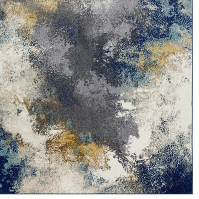 Luxe Weavers Blue Abstract 2x3 Synthetic Area Rug