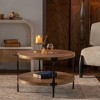 LIVAREEmlen Round two-ply Coffee Table Handcrafted Relief Sturdy Pedestal Wooden Olive-Shaped Tea Table for Living Room - 2 of 4