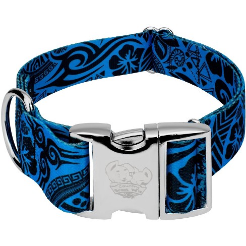 Country Brook Petz 1 1/2 Inch Premium Blue Polynesian Dog Collar : Target