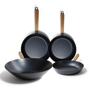 Alva Forest 4 Piece Carbon Steel Frying Pan & Wok Pan Set, Non Toxic Pre-Seasoned Pan Induction Safe - 1 of 1