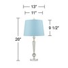 Vienna Full Spectrum Jolie Traditional Glam Table Lamps 26" High Set of 2 Candlestick Glass Crystal Blue Hardback Shade for Bedroom Living Room House - 4 of 4