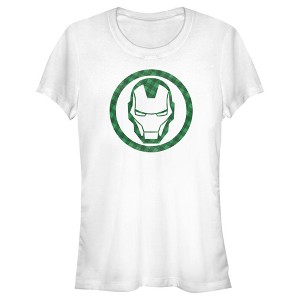 Juniors Womens Marvel St. Patrick's Day Lucky Iron Man Mask T-Shirt - 1 of 4