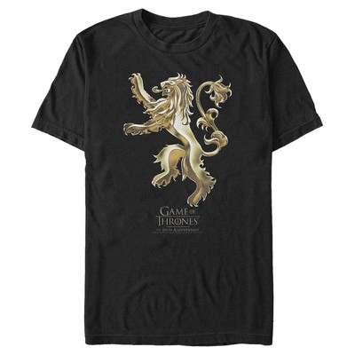 Men's Game of Thrones Iron Anniversary Lannister Metal Lion Crest T-Shirt