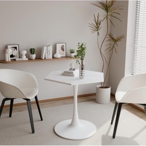 31.50"Modern Hexagonal Coffee Table with MDF Table Top or Marble Top,Metal Base, for Dining Room - 1 of 4