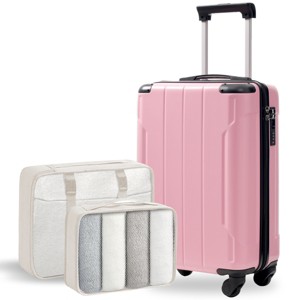 FURNIinspire Bag And Luggage Sets 20 Inch Luggage Set, Lightweight Checked Suitcase with 2 Mesh Bag Travel Business, Pink, 8.3"*13.6"*21.5" - 1 of 4