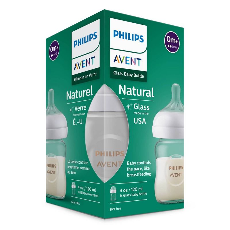 Philips Avent Glass Natural Baby Bottle with Natural Response Nipple - Clear - 4oz, 5 of 24