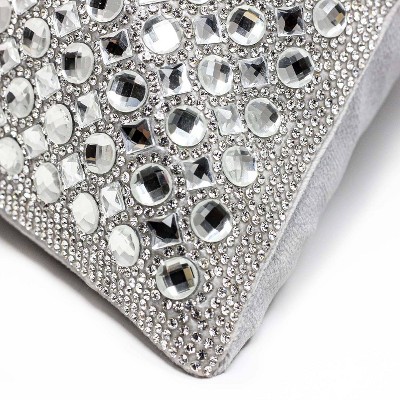 16" Stone Velvet Rhinestone and Pearl Square Throw Pillow
