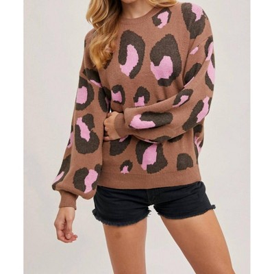 Women's Leopard Colorblock Sweater - BluIvy