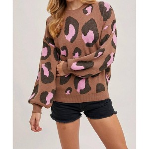 Women's Leopard Colorblock Sweater - BluIvy - 1 of 4