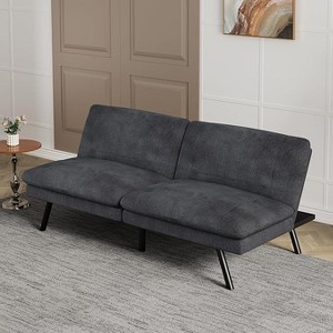 Vipbear black linen sofa bed, adjustable backrest, multi-functional small sofa bed, living room, apartment, office - 1 of 4