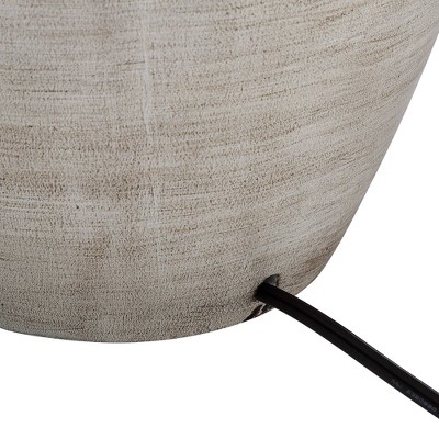 Rustic Gray Urn Table Lamps with Beige Shades, Set of 2