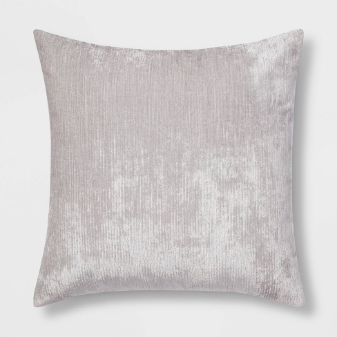 Oversized Velvet Rib Textured Square Throw Pillow Gray Threshold Modern Indoor Decorative Accent Polyester Fiber Filled Target