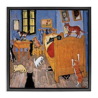 Stupell Industries Cats in Bedroom Classics Parody, 25" x 25"