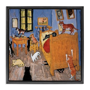 Stupell Industries Cats in Bedroom Classics Parody, 25" x 25" - 1 of 4