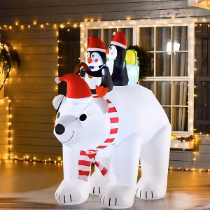 QingMoon 7 FT Christmas Inflatable Outdoor Decorations, Polar Bear and Penguins Blow Up Yard Decor, Waterproof for Patio, Porch, Lawn and Garden - 1 of 4