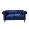 HomeStock Dark Blue Velvet Tufted KD Loveseat - 3 of 4